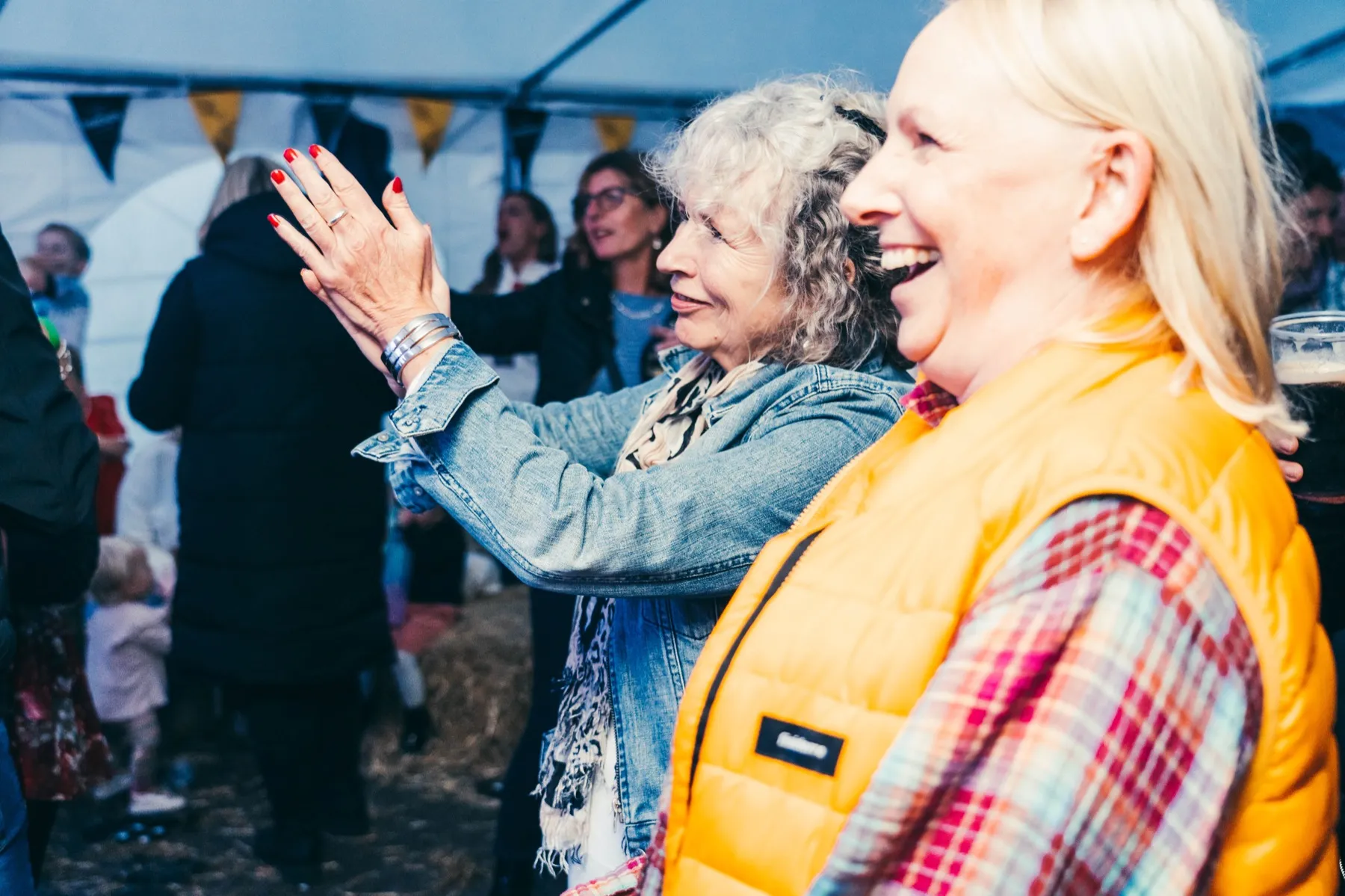 The crowd dancing at a Sussex Brewery festival