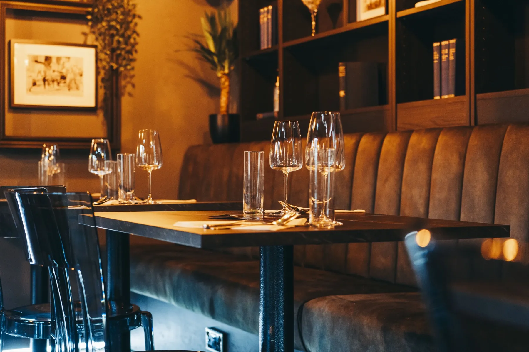 Inside The Sussex Brewery, with tables laid for dinner