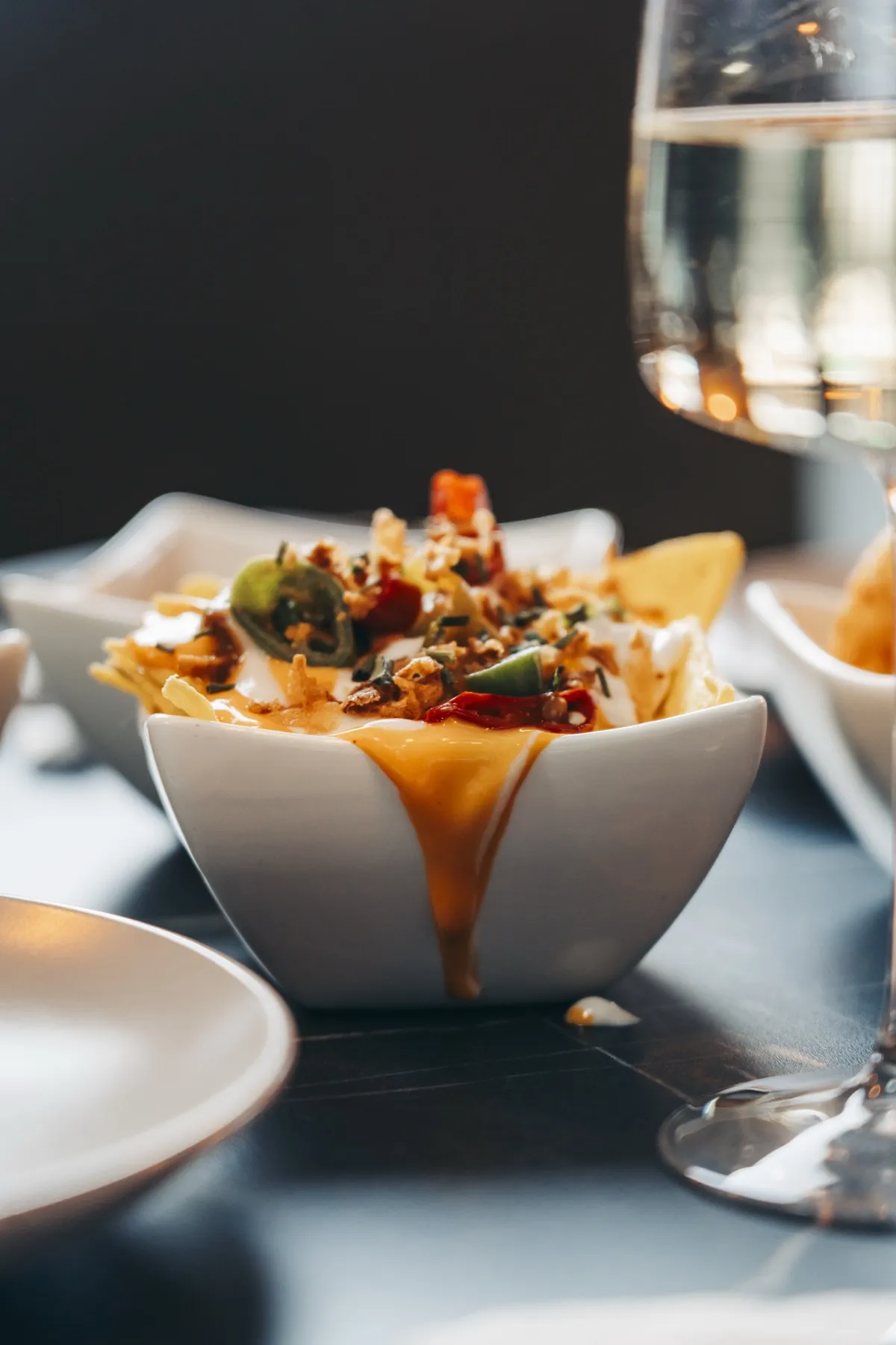 BBQ pulled pork nachos from the bar snacks menu